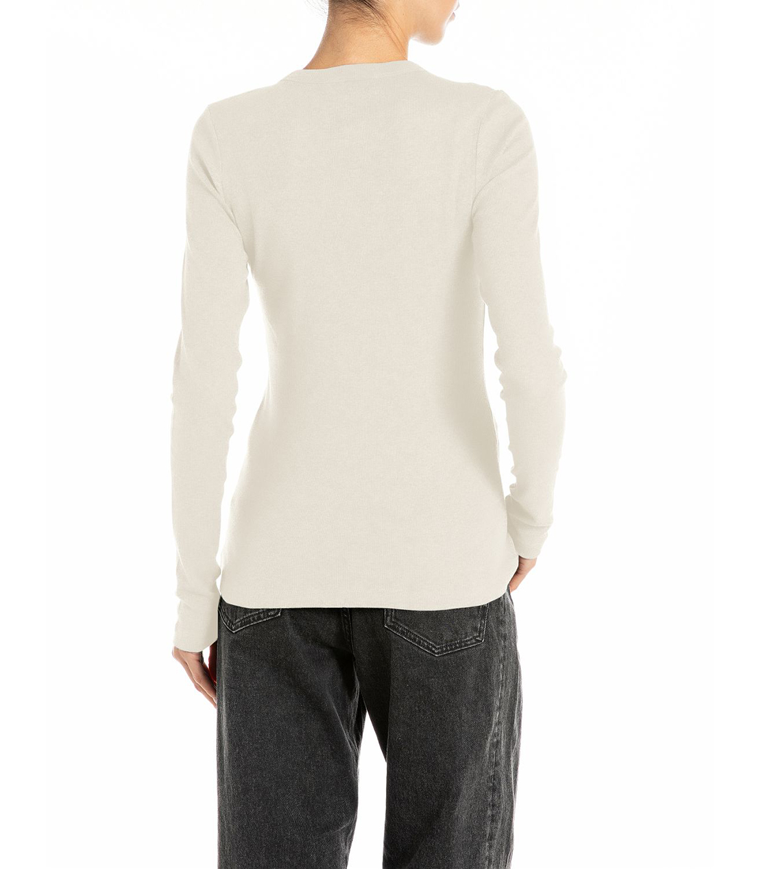 スリムフィット・クルーネックロングTシャツ 詳細画像 オフホワイト 2